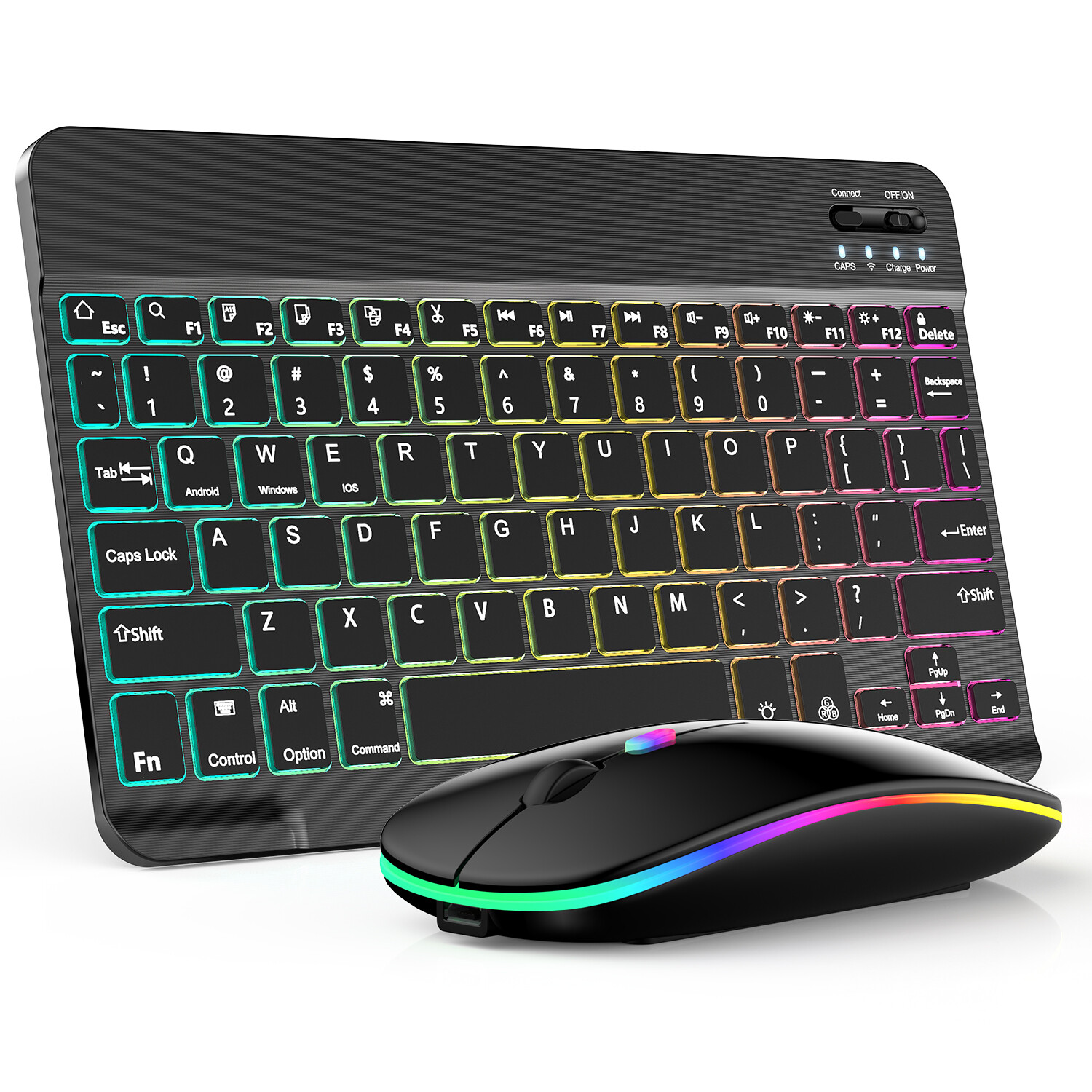 Backlit RGB Wireless Keyboard & Mouse Combo Bluetooth Set for iPad / PC / Laptop
