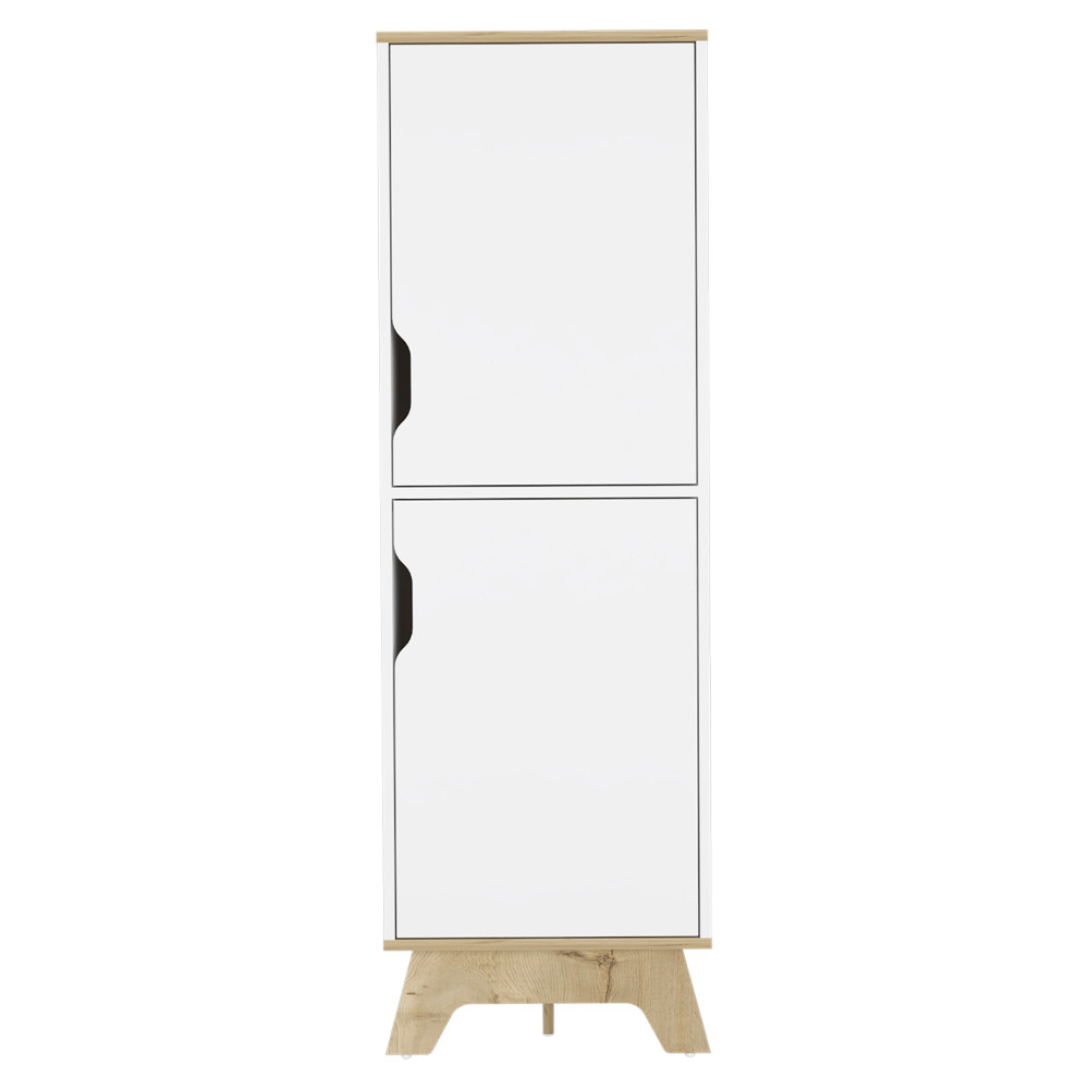 Multistorage cabinet 59" H, two doors, four internal shelves, Light oak / Whit