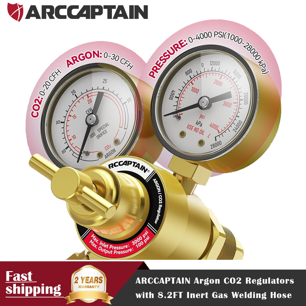ARCCAPTAIN Argon CO2 Gas Welding Regulator, 0-4000 PSI with CGA580 Connection