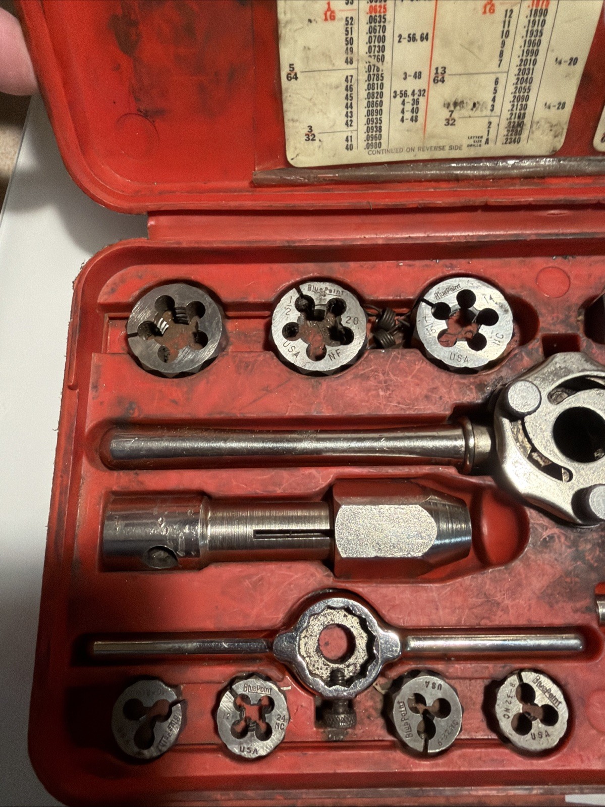 Vintage Blue Point TD2425 SAE tap and die set partial incomplete