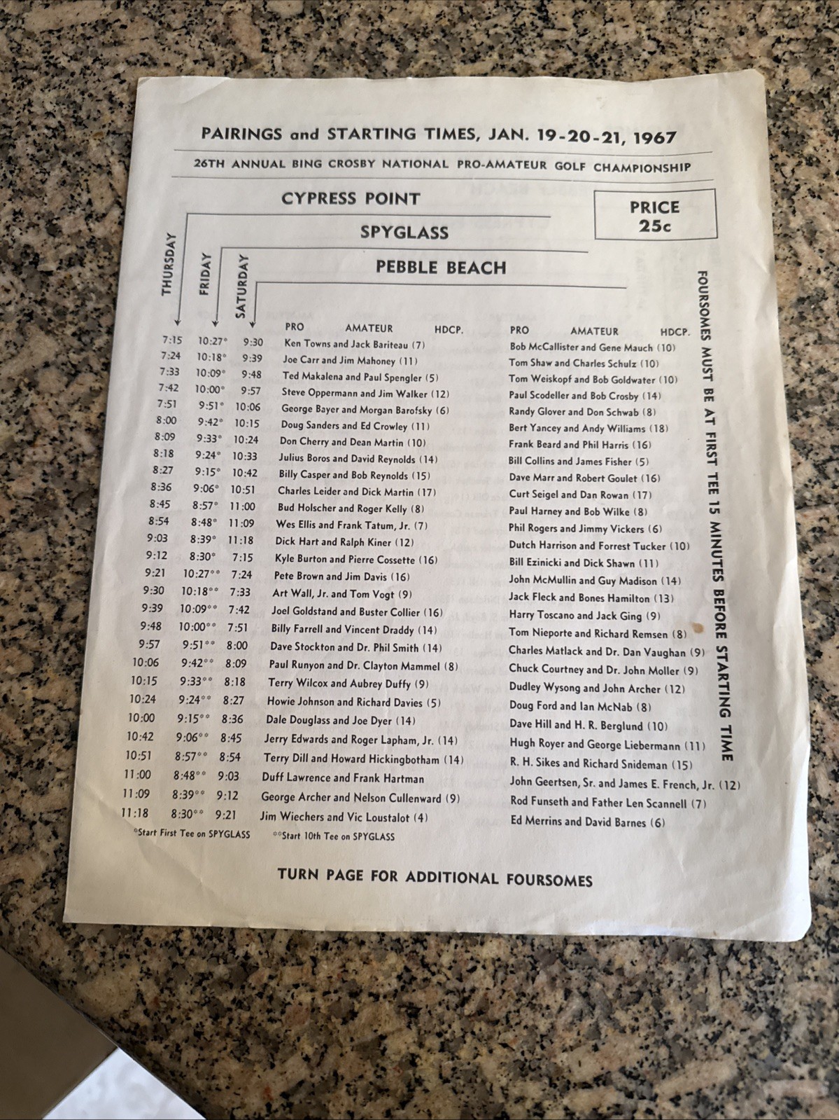 Bing’s 26th National Golf championship Program & Pairings Sheet