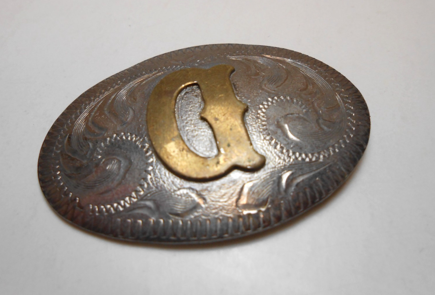 Vtg Western Style Horse Conchos Mexico Silver Overlay 4 Conchos Letter "D"