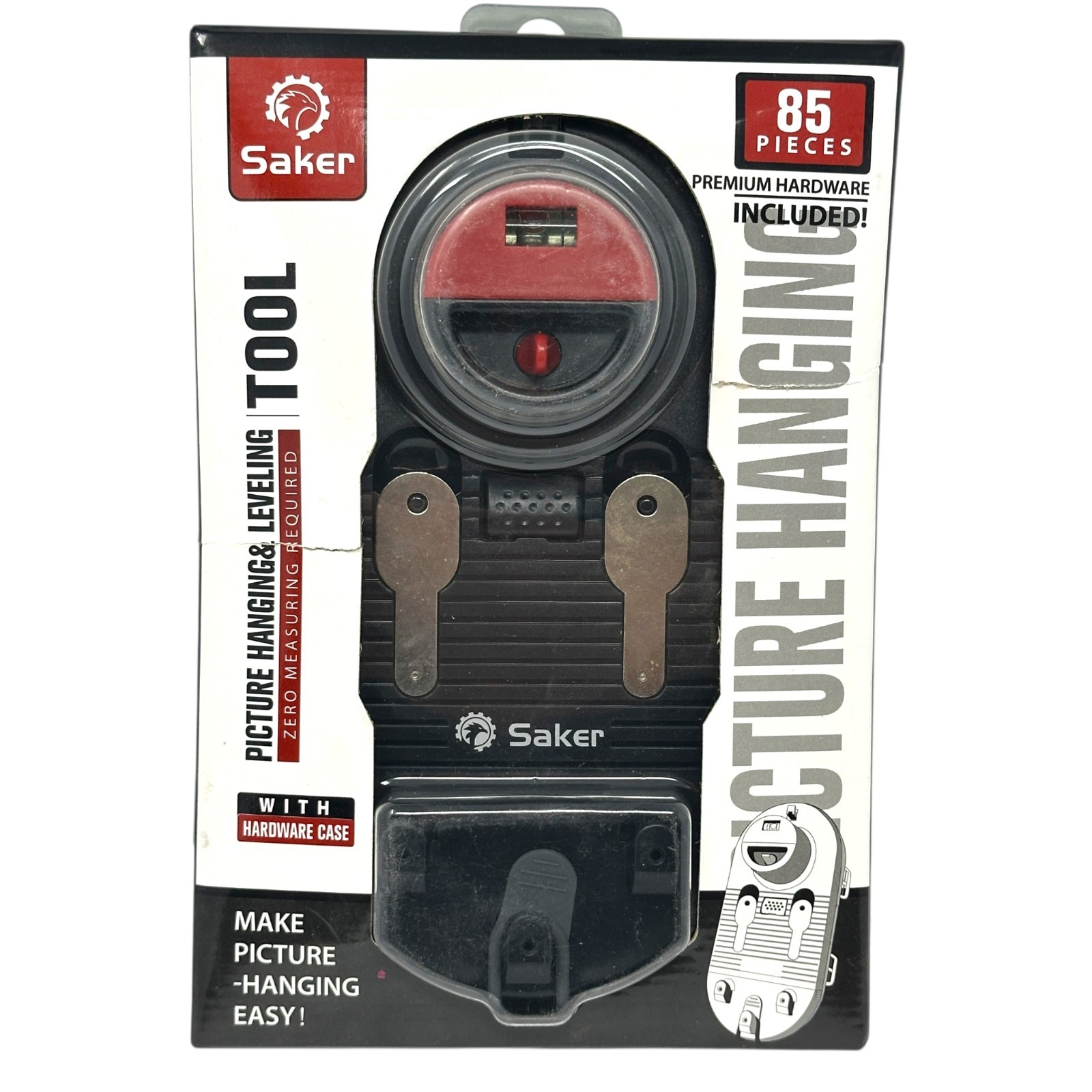 Saker Picture Hanging and Leveling Tool Kit with 85-Piece Hardware Case