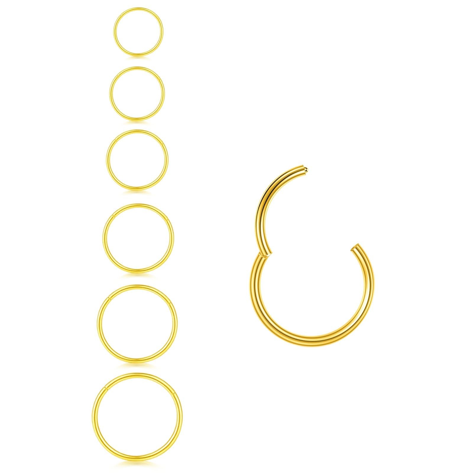 6/12Pcs 16G 18G 20G Nose Rings Hoops 316L Surgical Steel Nose Septum Lip Ring...