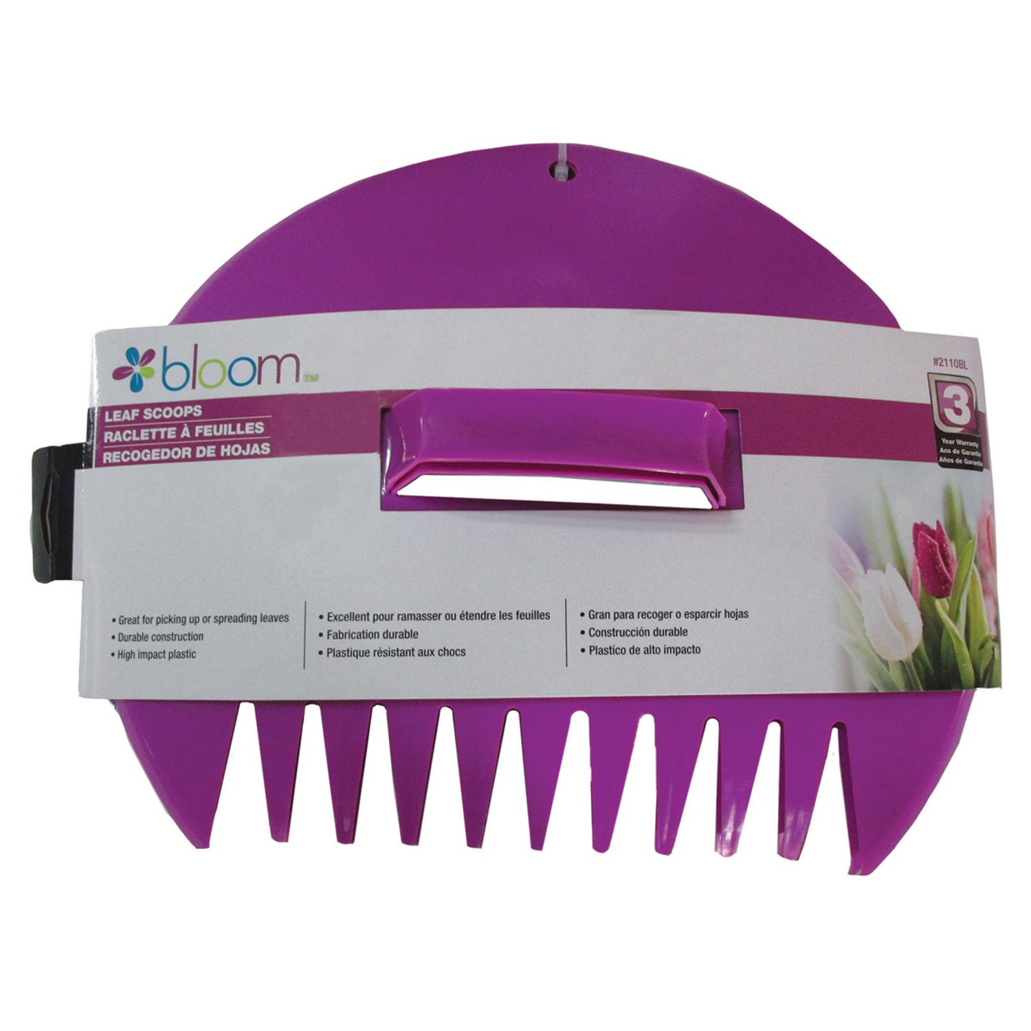 Bloom 2110BL Assorted Poly 12-Tines Leaf Scoop with Plastic handle (Pack of 6)
