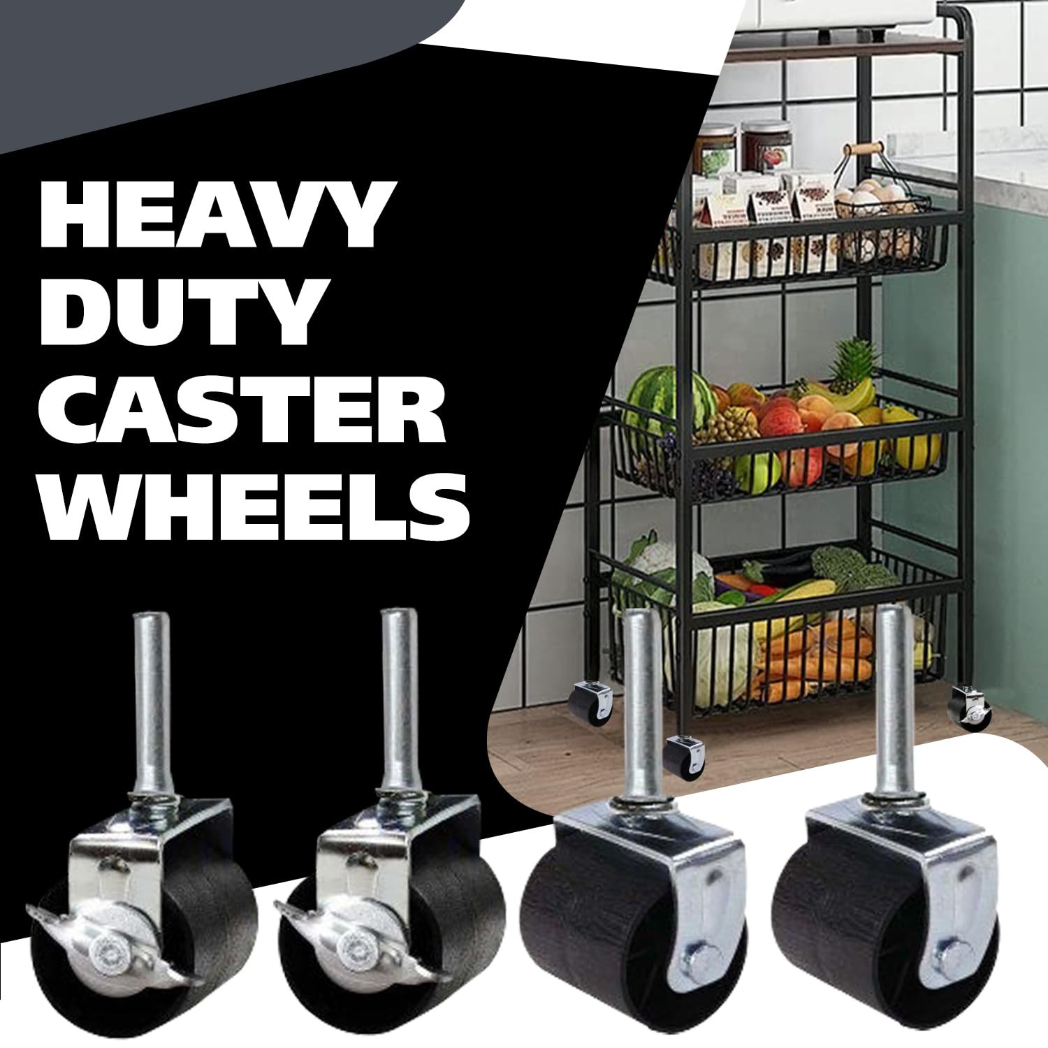 Heavy Duty Caster Wheels for Bed Frame ~Set of 4~ (2 Locking & 2 None Locking)