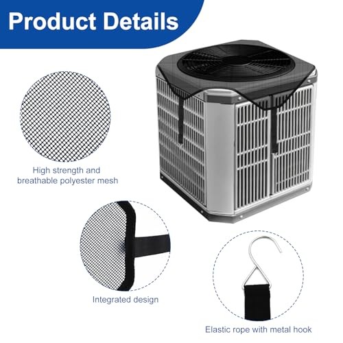 32" x 32" Black Polyester Mesh Outdoor Central AC Unit Cover