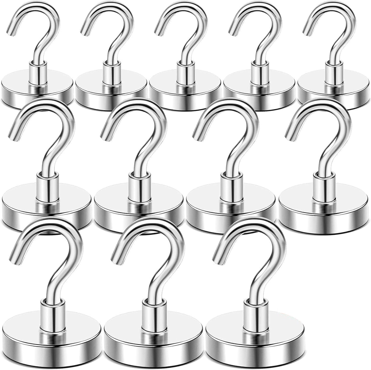 Magnetic Hooks Strong Neodymium 170 Lbs Heavy Duty Corrosion Protection 12 Packs