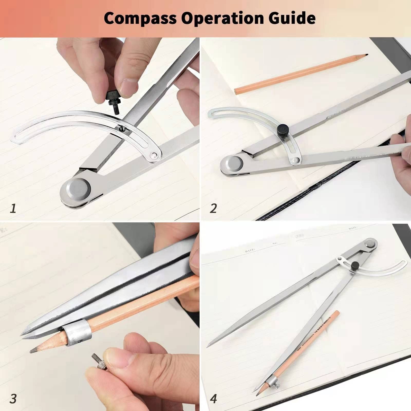 Compass for Woodworking, 8 inch Precision Woodworking 8inch, Silver