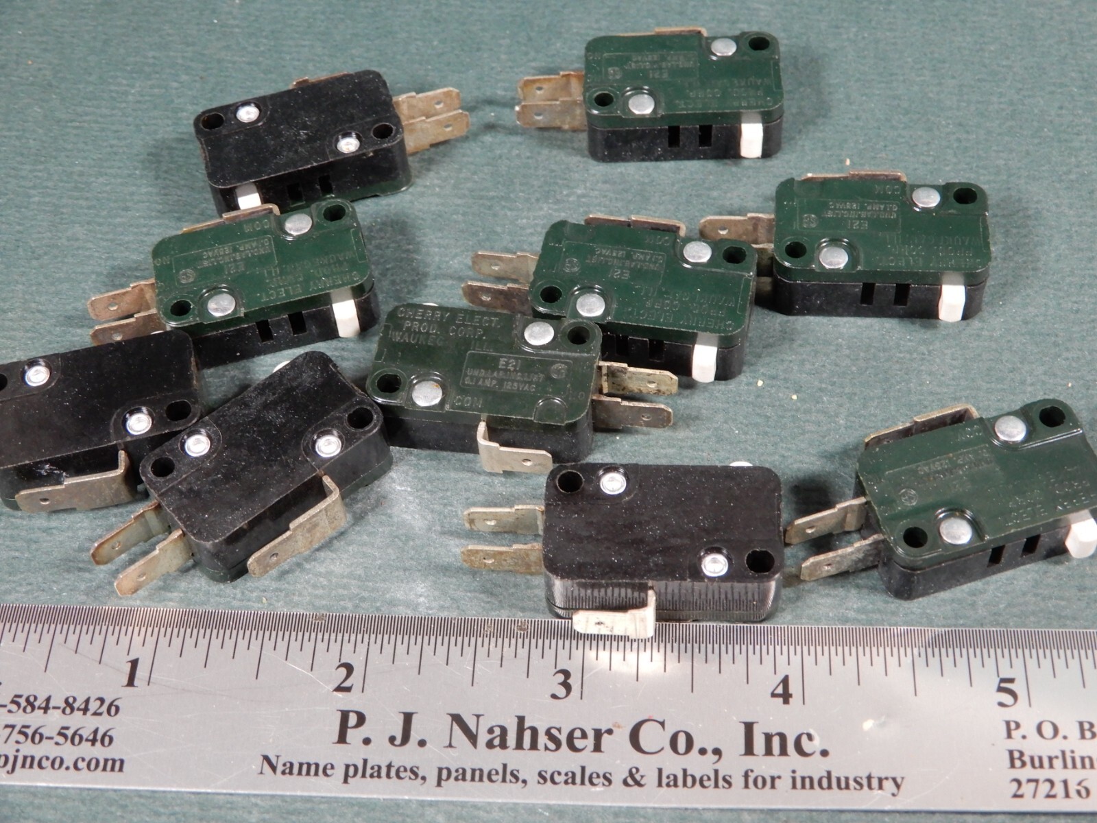 Cherry Electric E21 Micro Switches Qty 10 NOS Green/Black SPDT