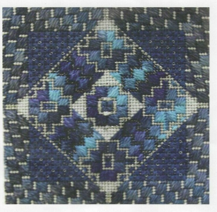 COLOR DELIGHTS-MIDNIGHT--Dark Blues--White--Turquoise--Counted Canvas Pattern