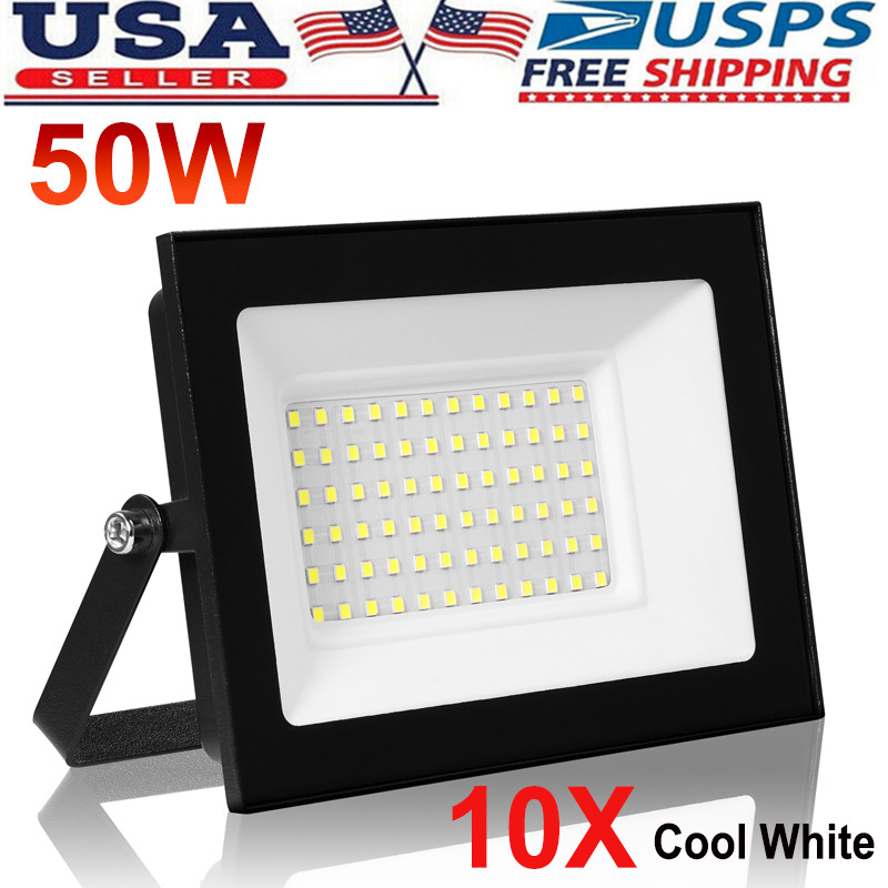 10X 50W LED Flood Light Garden Outdoor Lamp Yard Security Spotlight Cool White