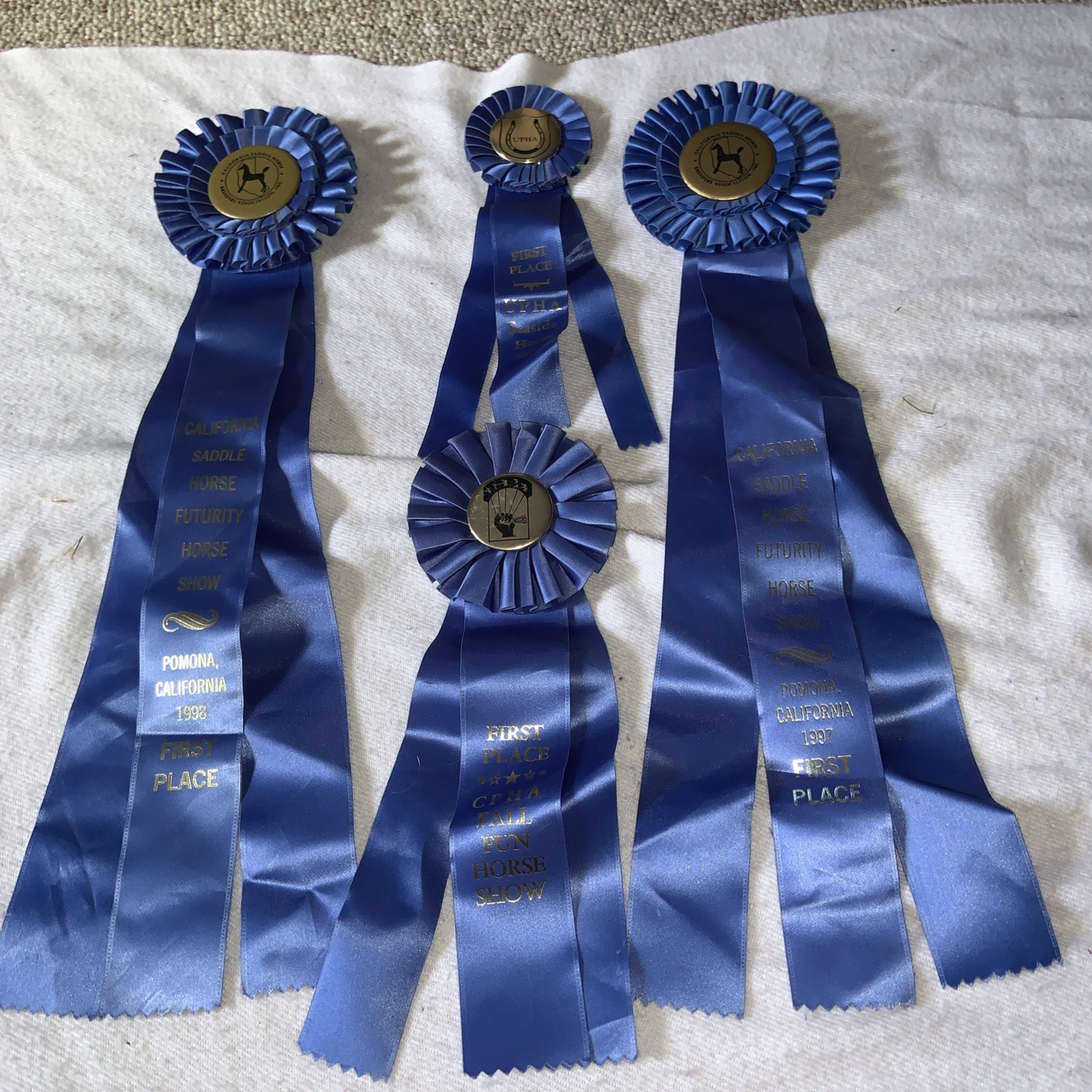 Lot Of First Place Horse Show BLUE Ribbons Saddlebred California 97/98 NOT FADED
