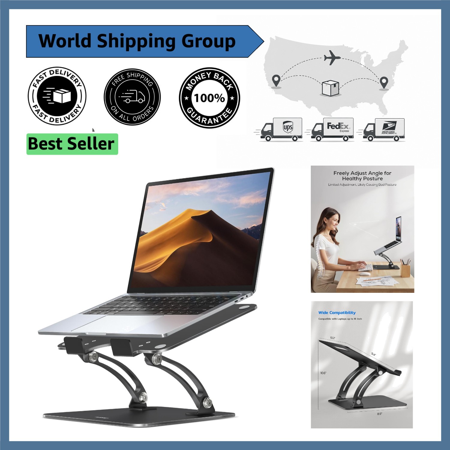 Portable Heat-Vent Laptop Stand - Ergonomic and Adjustable for Home Office Use