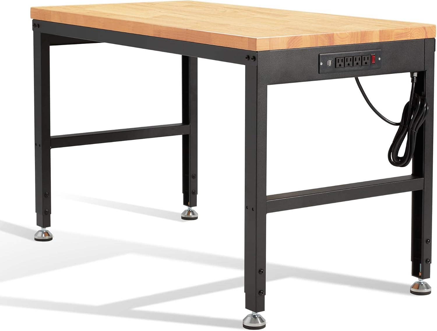 HABUTWAY Height Adjustable Workbench 48"X 24" 2000 Lbs Capacity Solid Wood Work