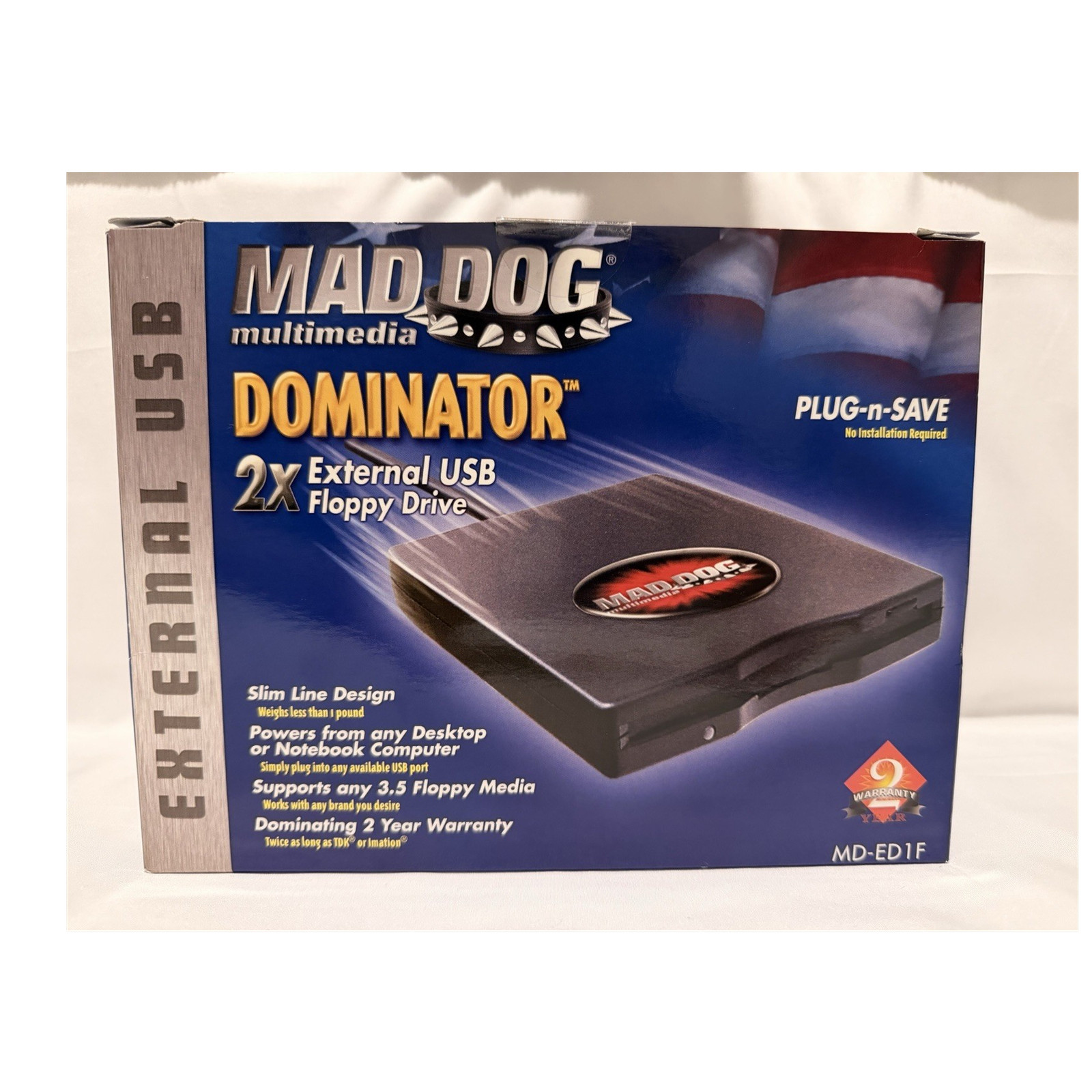 Mad Dog Multimedia Dominator 2X USB External 3.5" Floppy Drive MD-ED1F Open Box