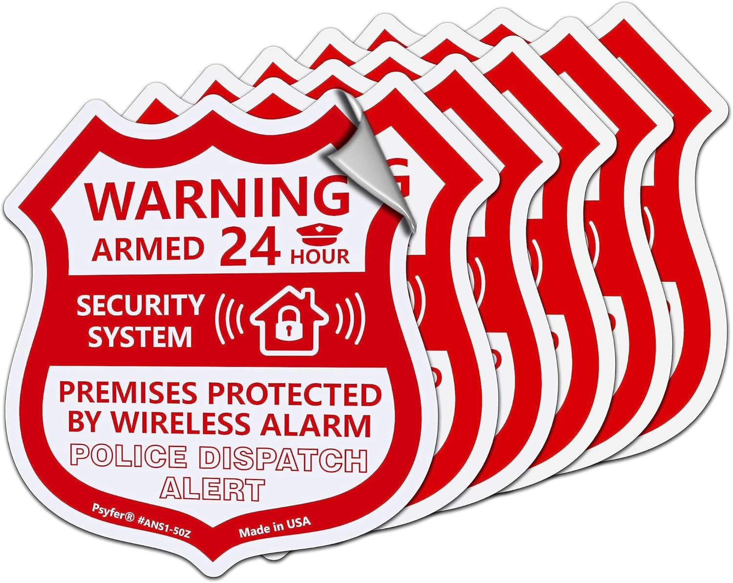6 Pack - Alarm Security Outdoor UV Waterproof Window Stickers