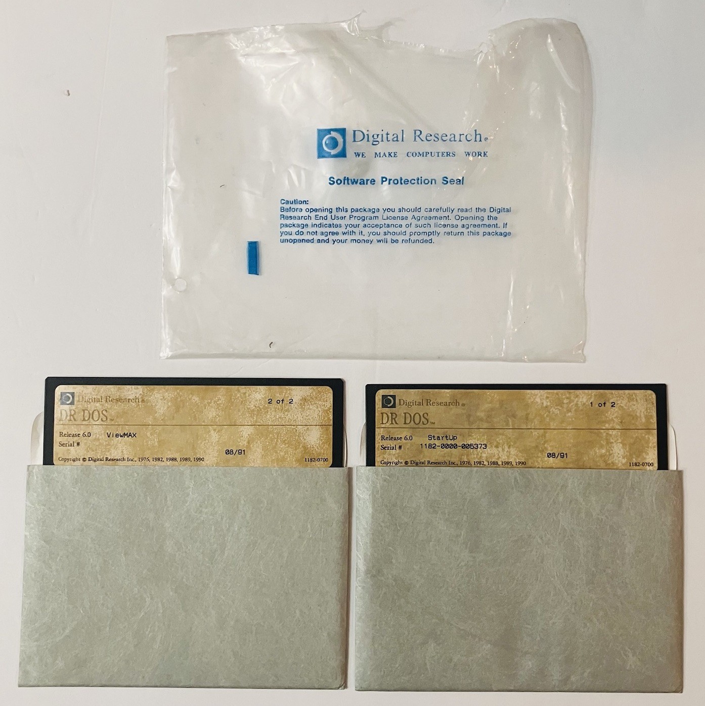 Digital Research DR-DOS 6.0 (1991) 5.25” Floppy Disk Set Startup + ViewMAX VTG