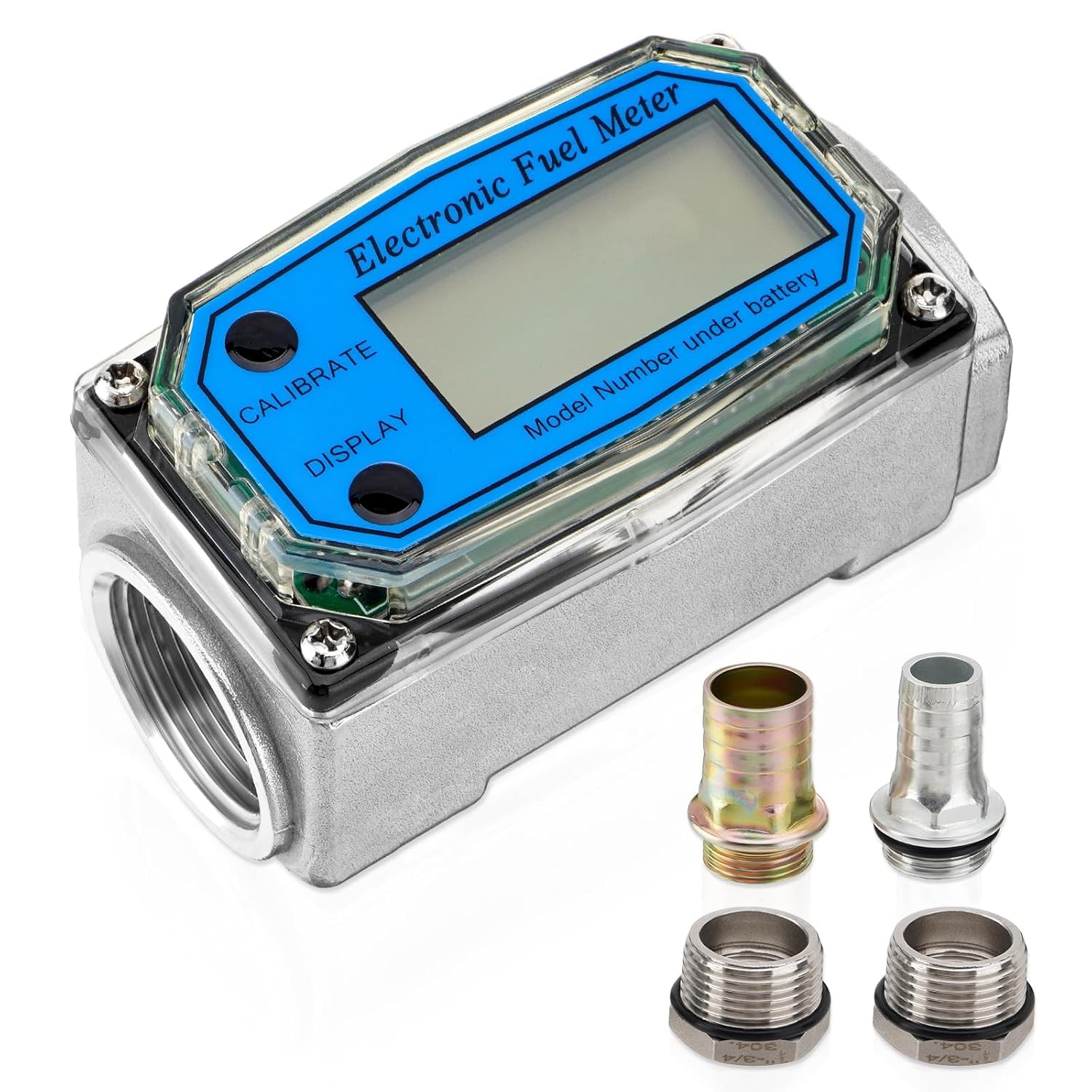 Flow Meter 1" Digital Turbine Fuel Meter Waterproof Inline NPT Thread Flowmeter