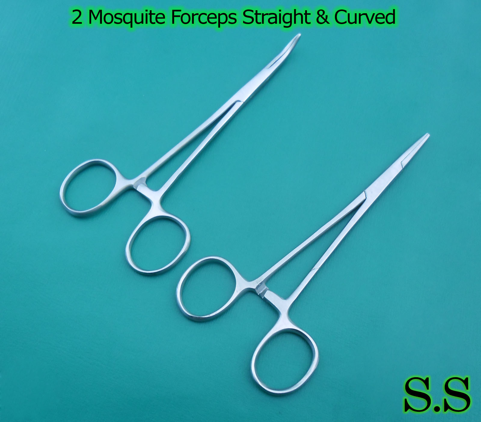 2 MOSQUITO HEMOSTAT LOCKING FORCEPS CVD/STR 5 "