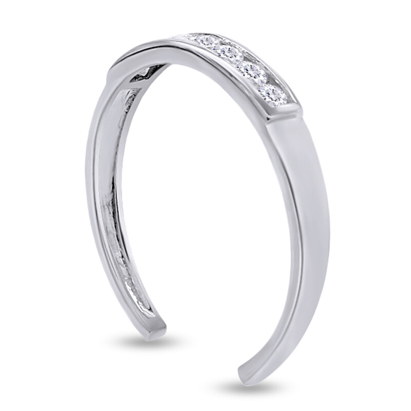 2/7 Ct Simulated Diamond Adjustable Channel Set Toe Ring 10k Solid White Gold