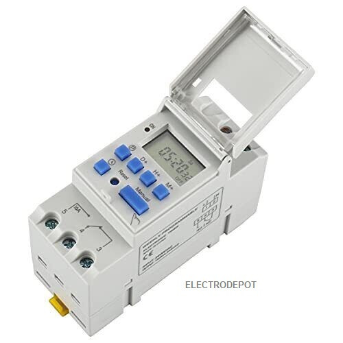 DIN Programmable 24H 7DayTimer 110V 120V 220V Time Relay Switch, Battery Backup