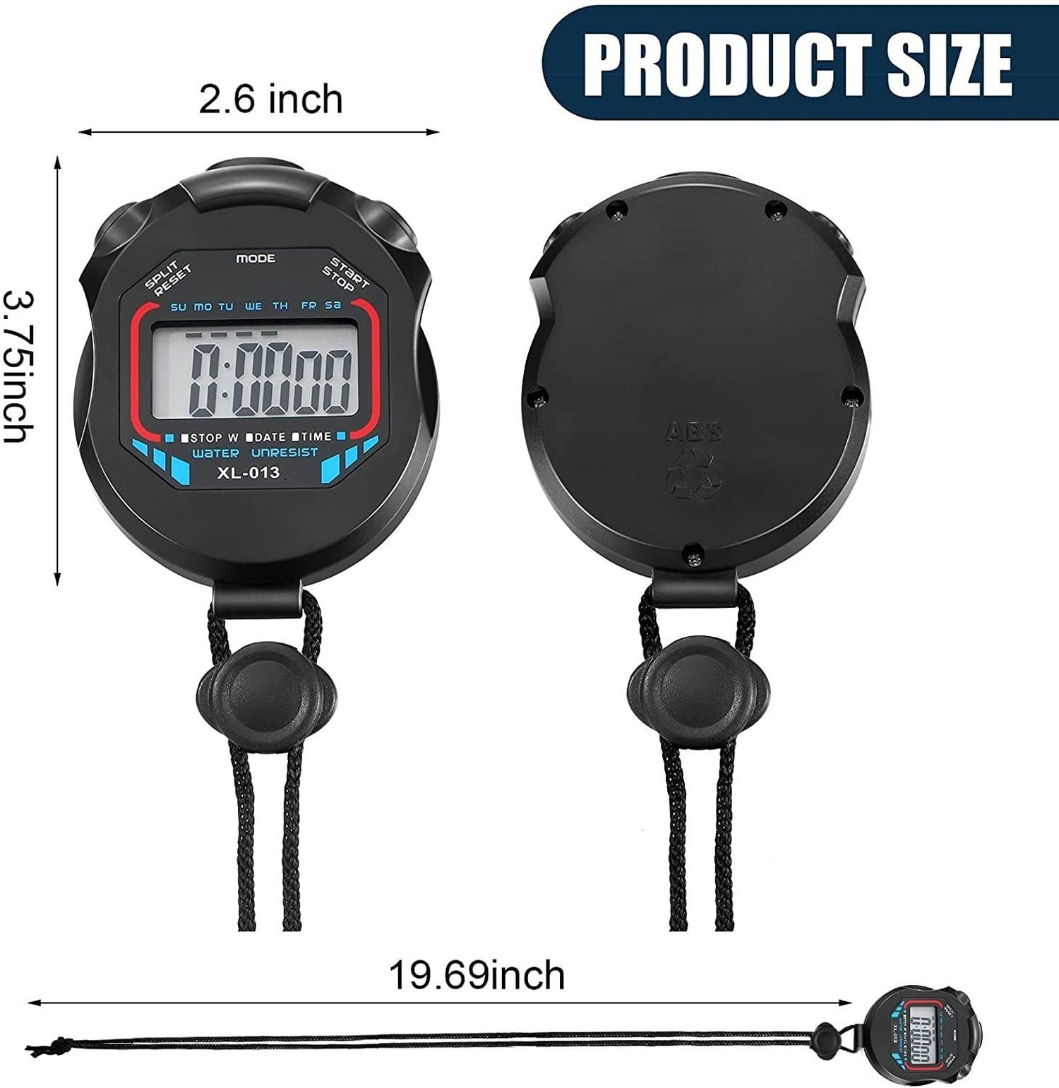 Waterproof Stopwatch Digital Handheld Multi-Function Professional Electronic ...