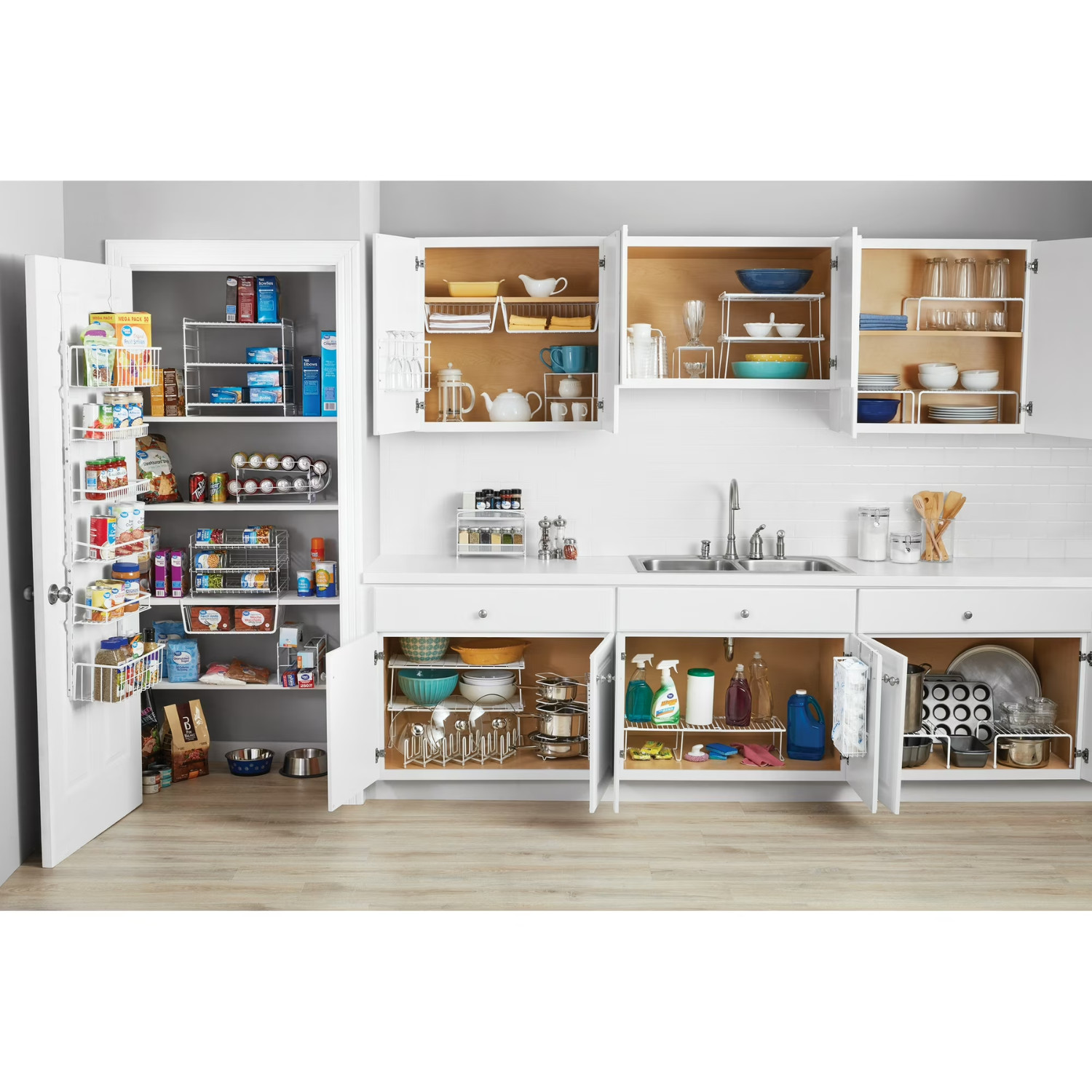 Mainstays Kitchen Organizer 3 Tier Adjustable Steel Shelf White Storage