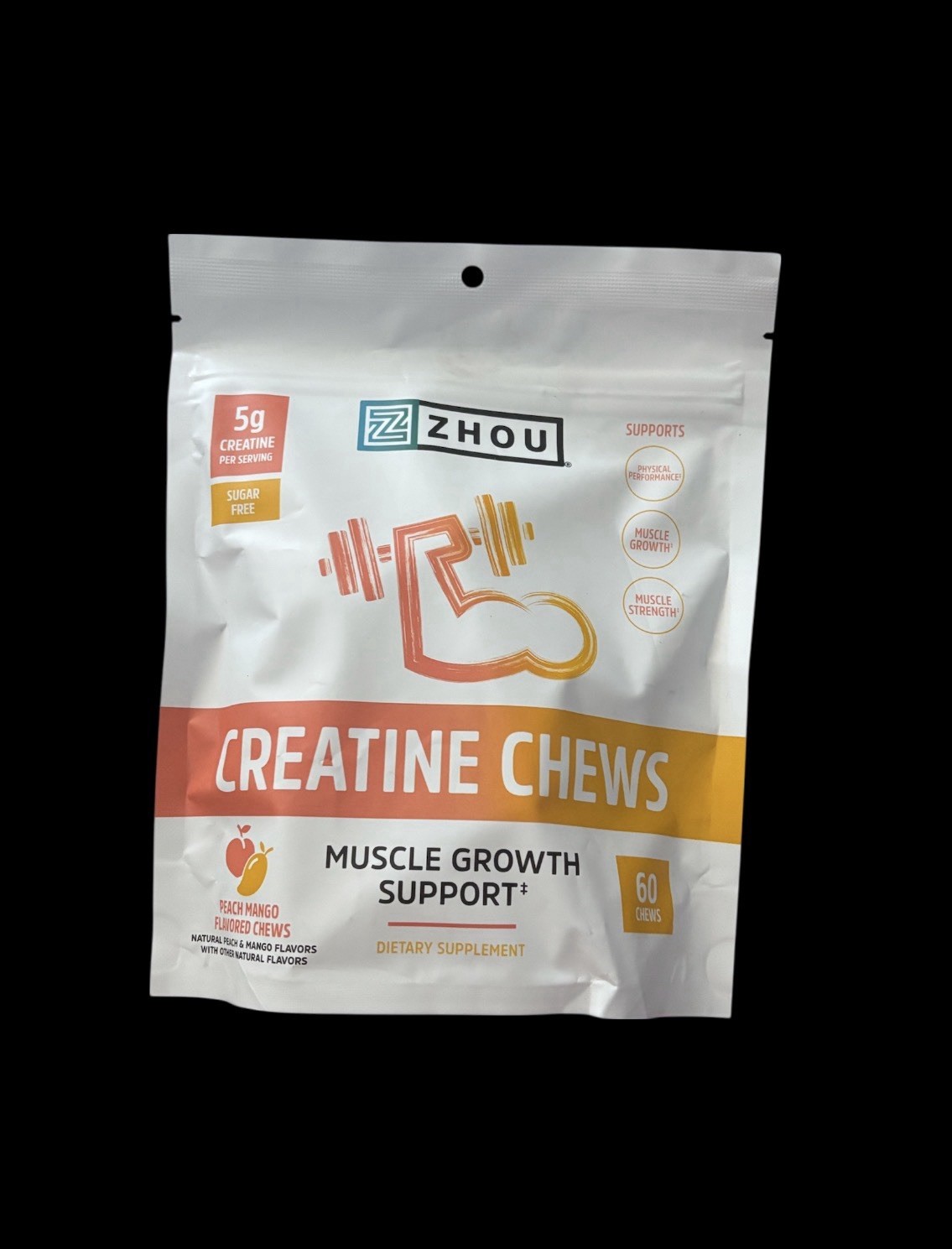 Zhou Creatine Chews, Peach Mango Flavor, 60 chews