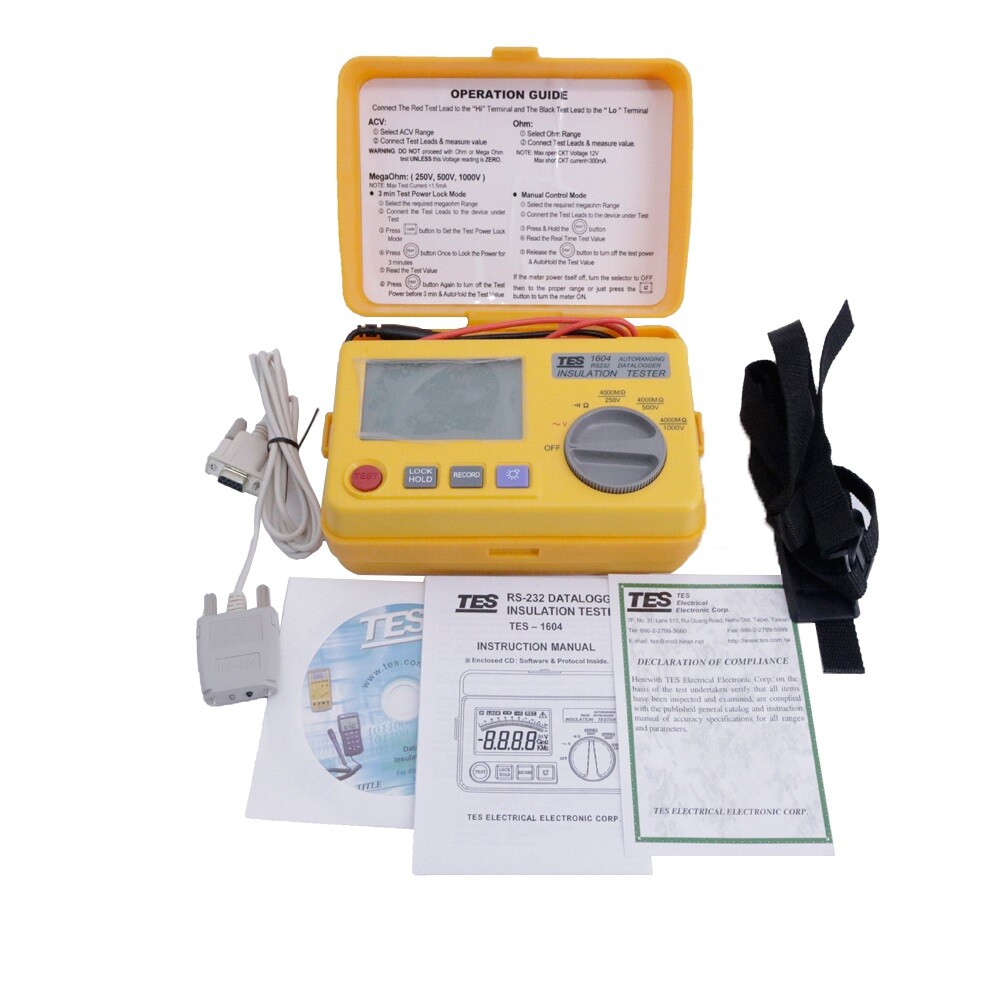TES-1604 Auto Ranging Datalogging Insulation Tester Meter with Software NEW #