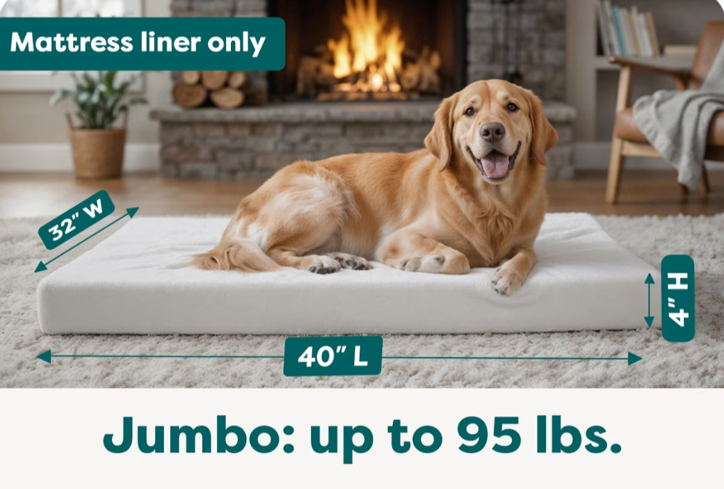 💠FURHAVEN Dog Bed Cover JUMBO Water-Resistant Mattress Protector 40" x 32" x 4"