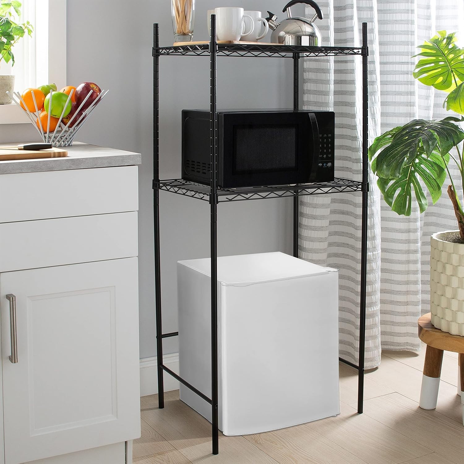 Elegant Space-Saving Mini Fridge & Microwave Stand for Experience Kitchen Living