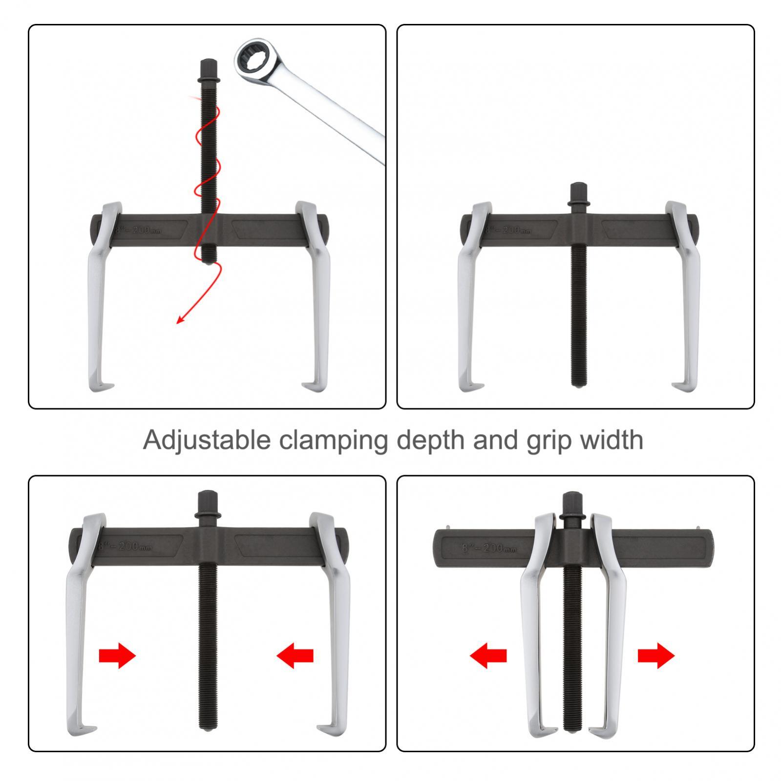 8 Inch 2-Jaw Gear Puller Reversible for External Internal Pulling, Single Hook