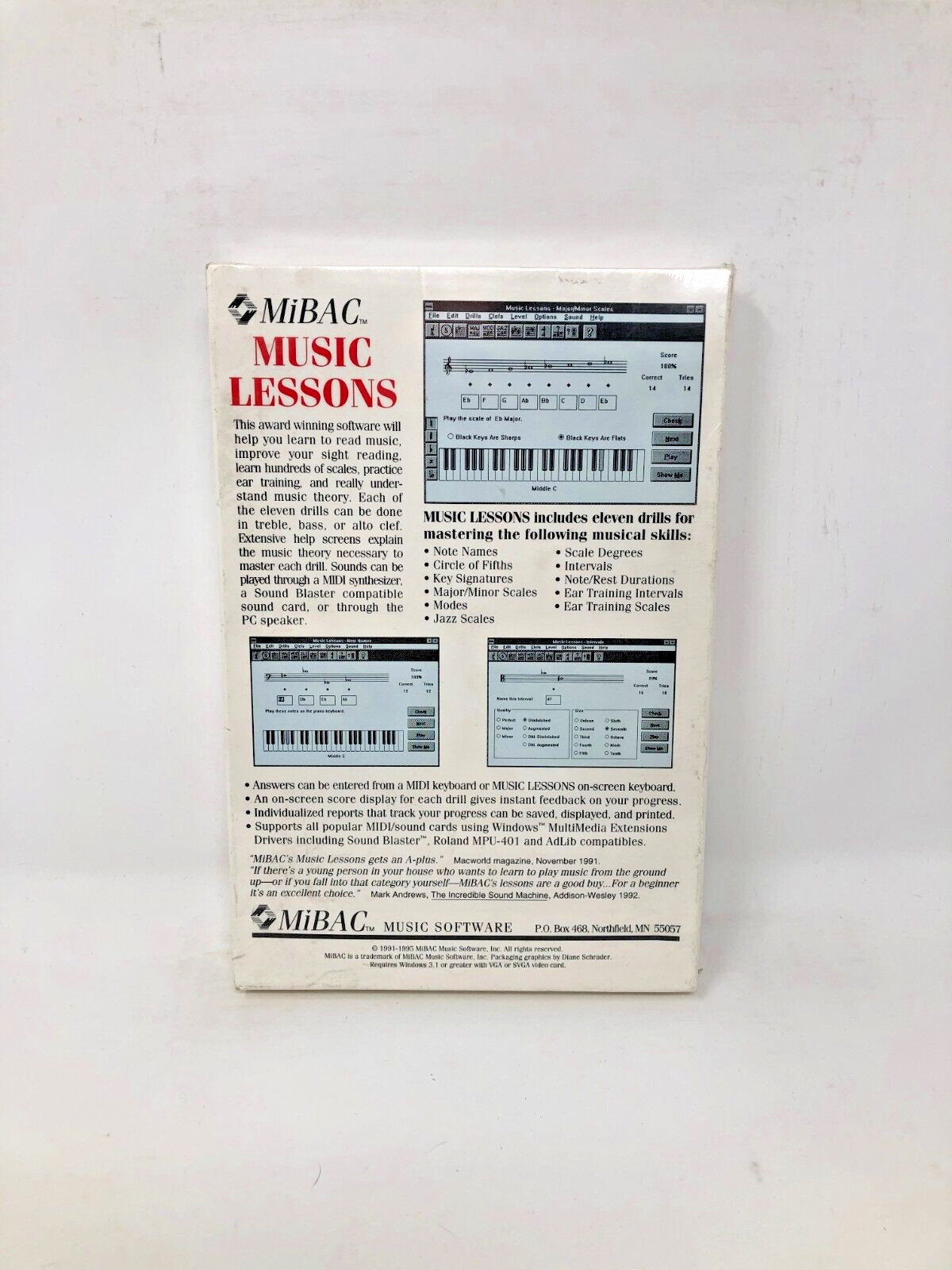 MiBAC Music Lessons 1995 Windows 3.1 New Sealed