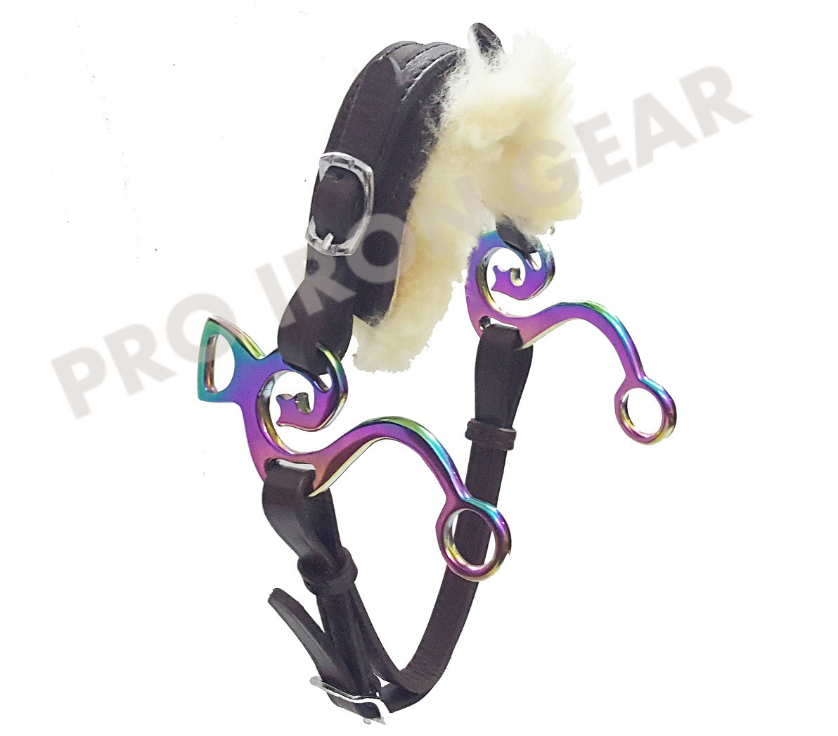 Rainbow Hackamore Bitless Horse Bit English Western Adjustable Leather (BROWN)