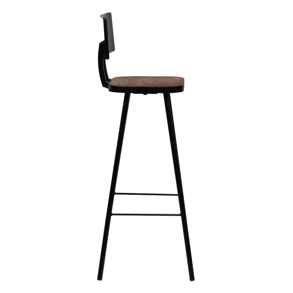 Bar Chair Set of 2 Dark Brown, Black