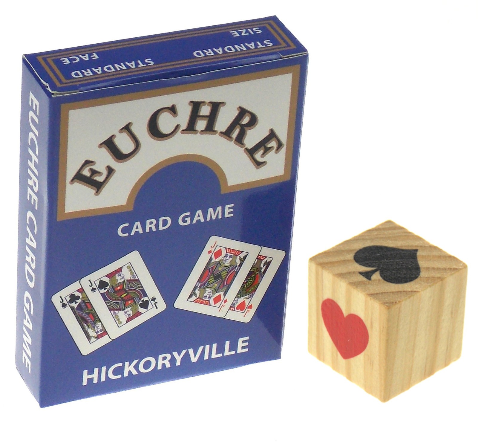 Euchre Playing Cards 2 Decks Wood Suit Marker Trump Dice Family Party Game Gift