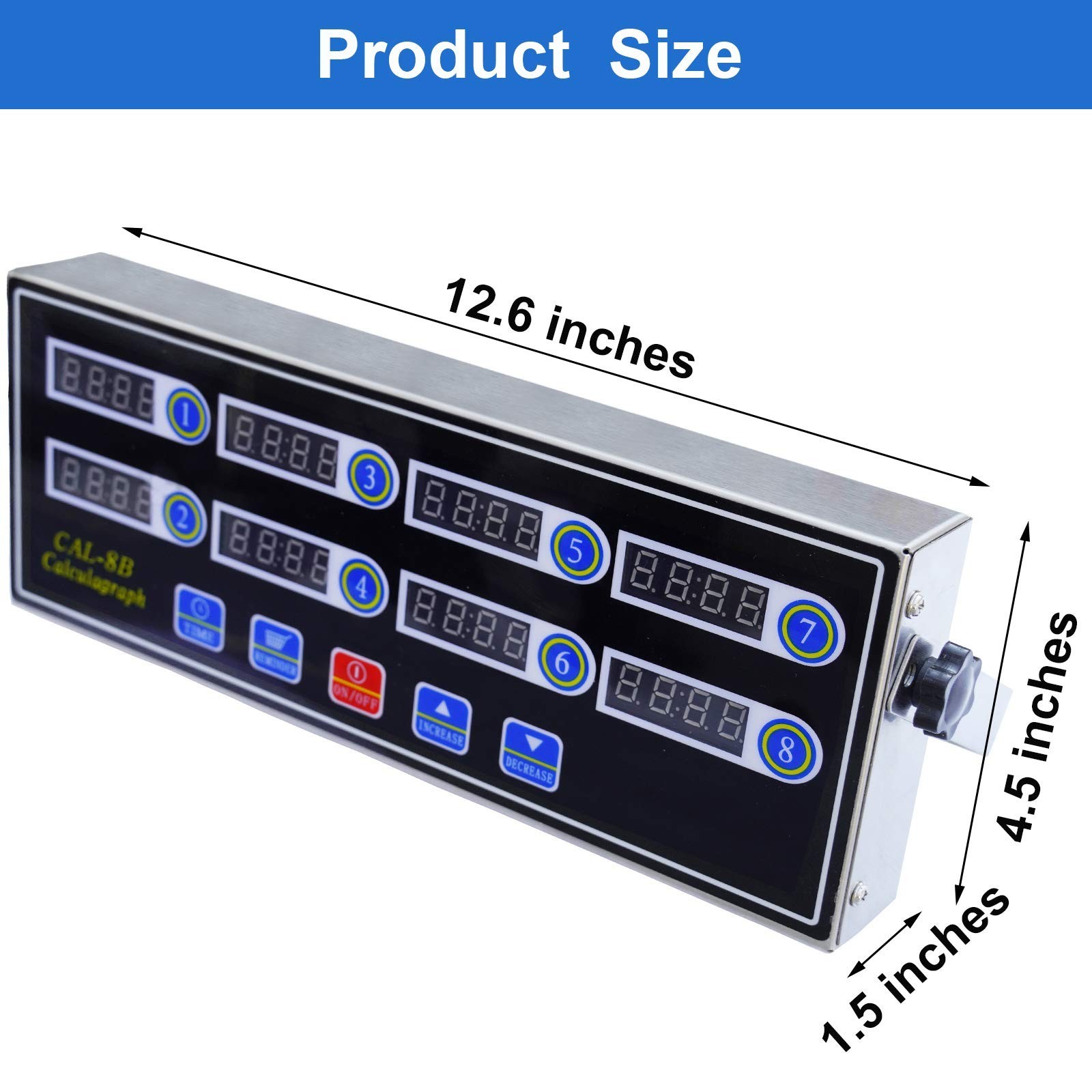 8-Channel Digital Kitchen Timer, Stainless Steel Countdown Timer with Loud Alarm