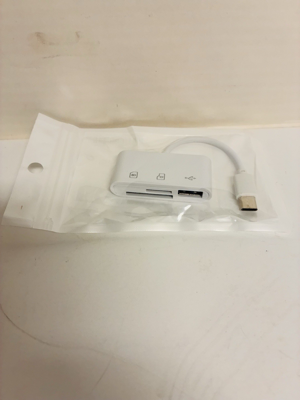 Lot of 2 USB-C 3-in-1 Card Reader SD TF MicroSD USB 3.0 Hub Adapter White - NEW