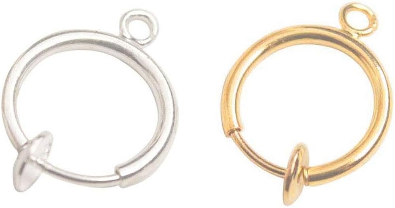 20PCS Silver Golden Gunmetal Rainbow Non-piercing Spring Hoop Earrings 13mm