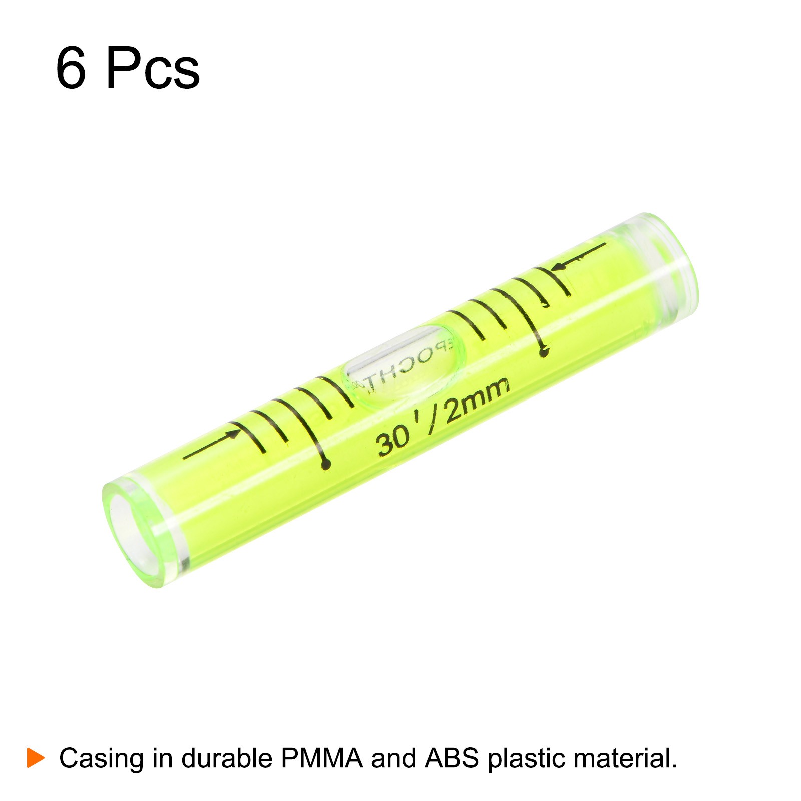 6pcs Small Cylindrical Bubble Level Vials 9x50mm Levels Measuring Tools]