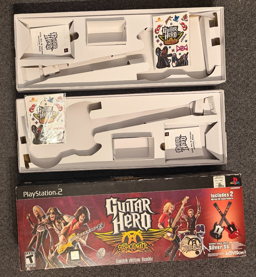 **BOX ONLY** Guitar Hero Aerosmith Box & Stickers - PlayStation 2 PS2 - NO GAME
