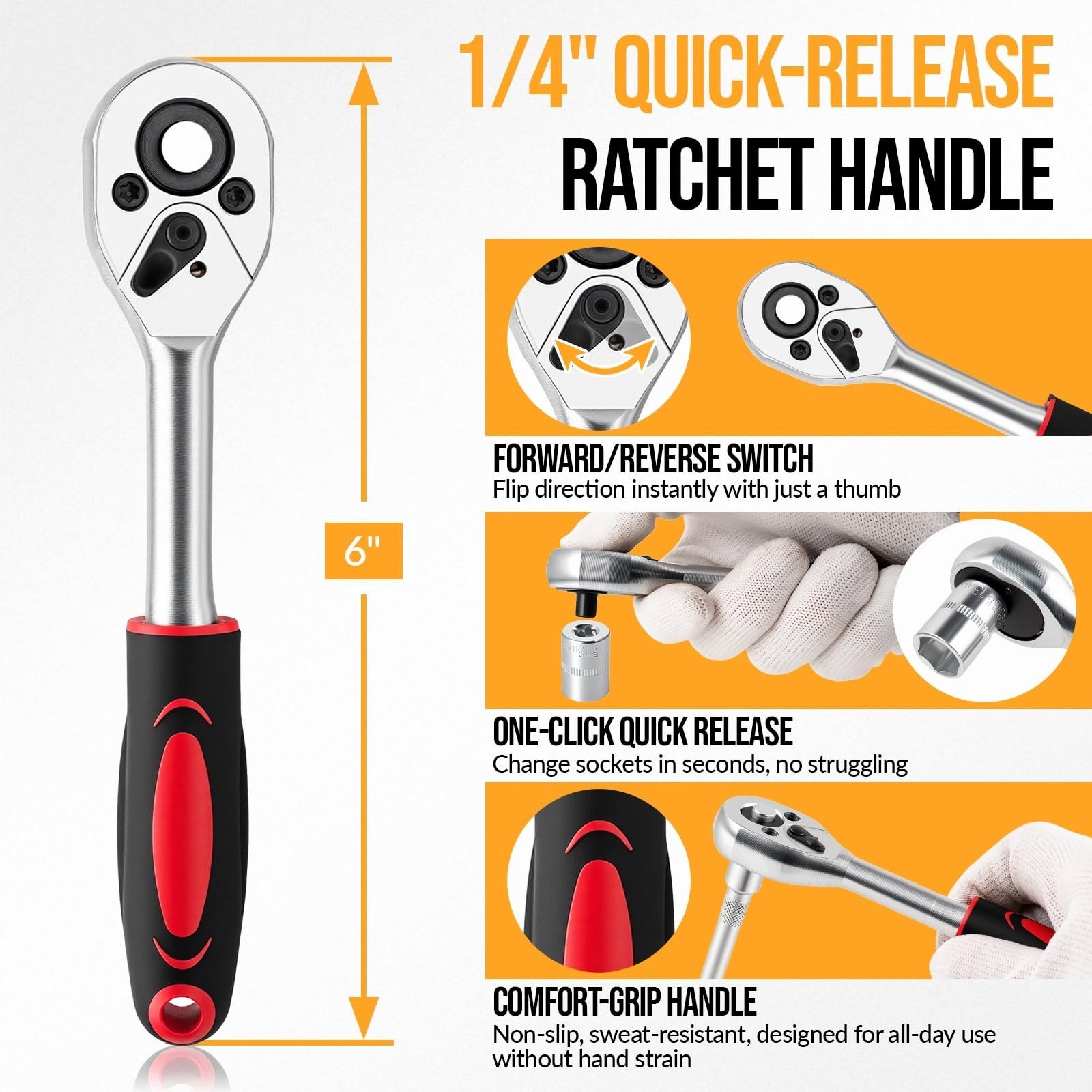 12PCS Mini Ratchet Socket Set - Premium 1/4 Inch Drive Wrench Set