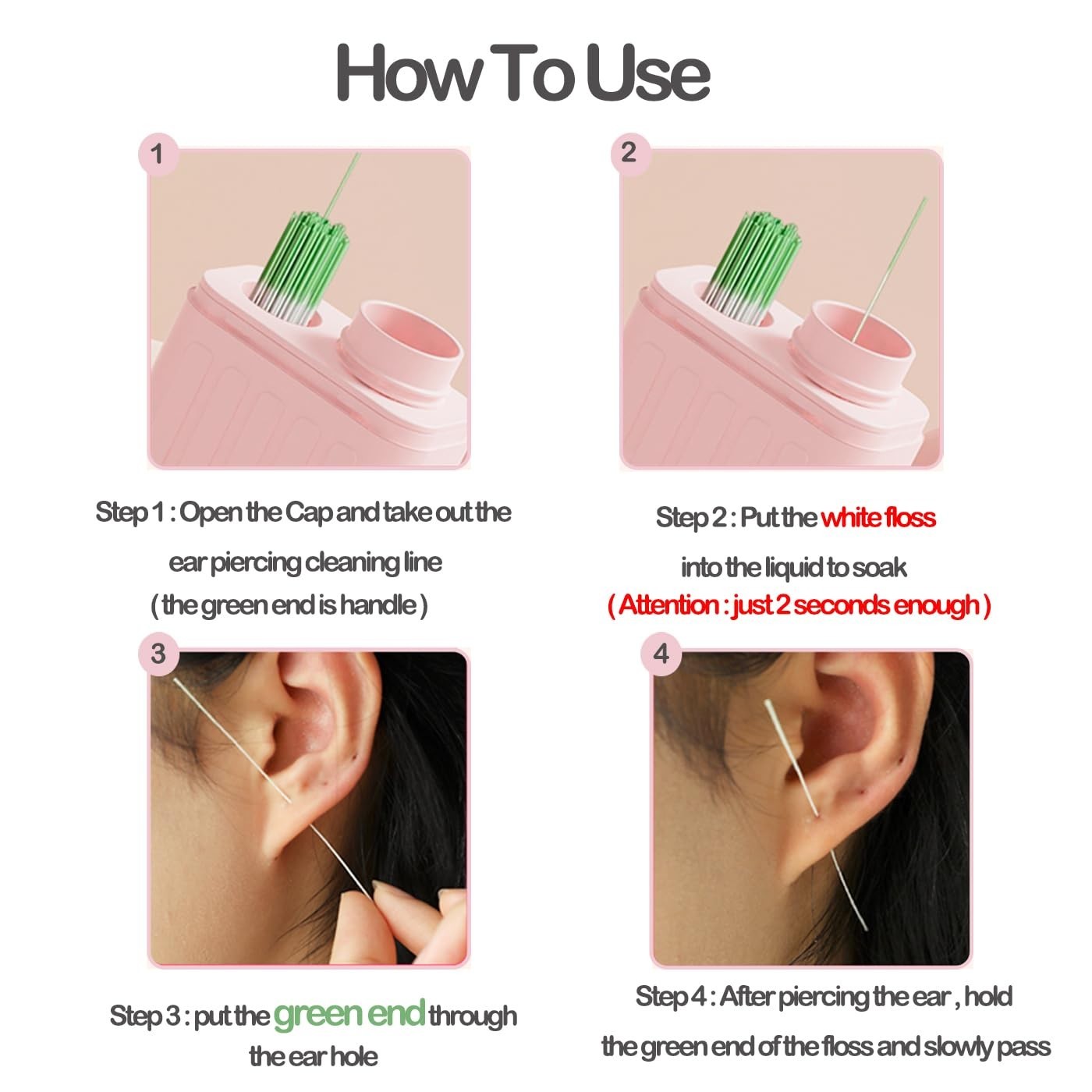 2 Pcs Piercing Cleaning, Piercing Cleaner, Ear Hole Cleaner, Piercing Afterca...