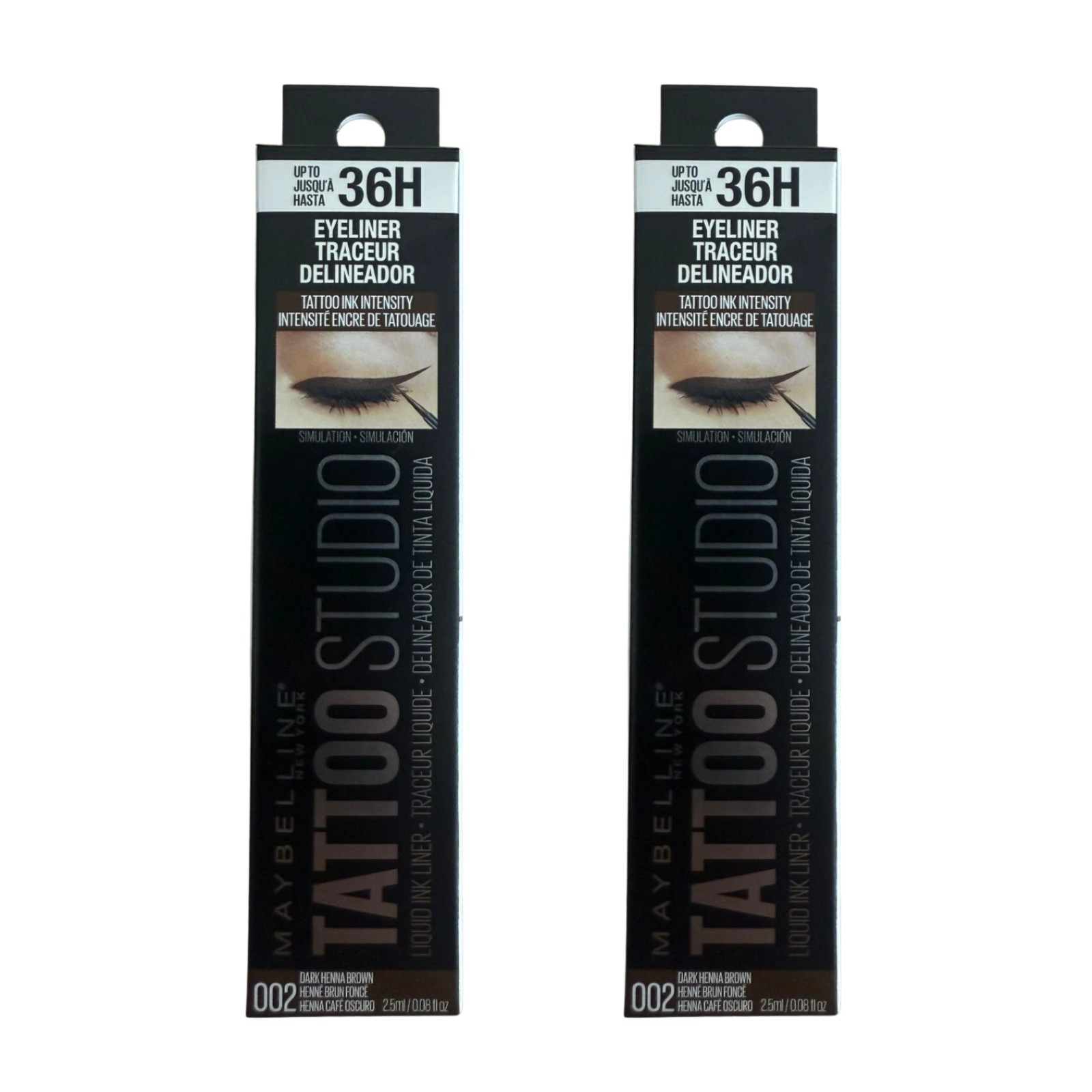 Maybelline Tattoo Studio Liquid Ink Eyeliner #002 Dark Henna Brown 36H BOGO