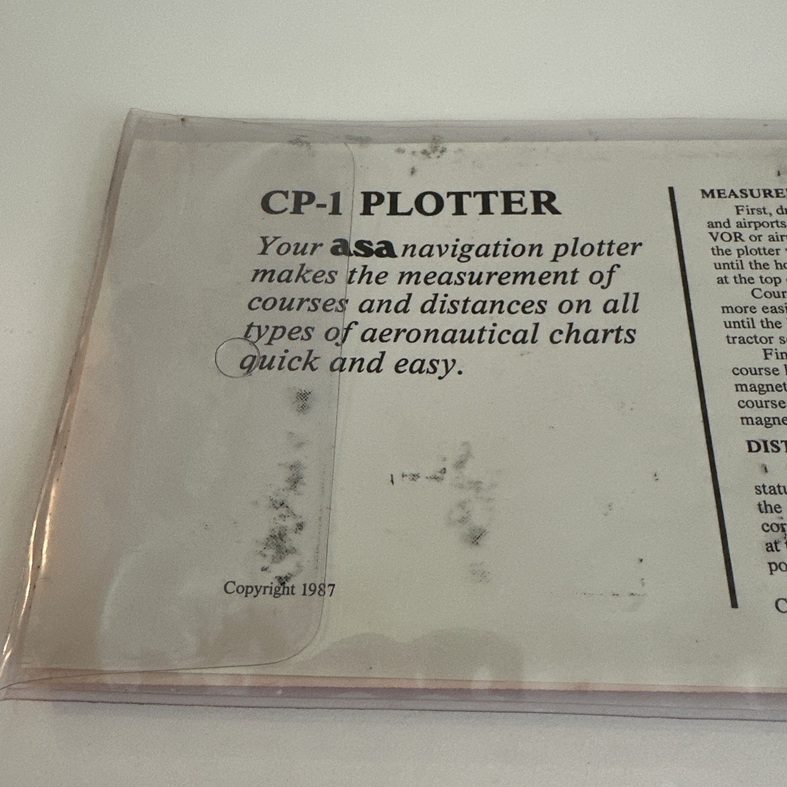 Vintage 1987 Aviation Navigation CP-1 Plotter ASA Publications Made in Korea