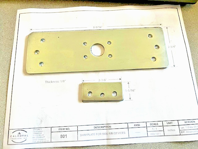 CAL ROYAL SHIM KIT 801 FOR 1/8: SHIM KIT FOR 9800 RIM DEVICES
