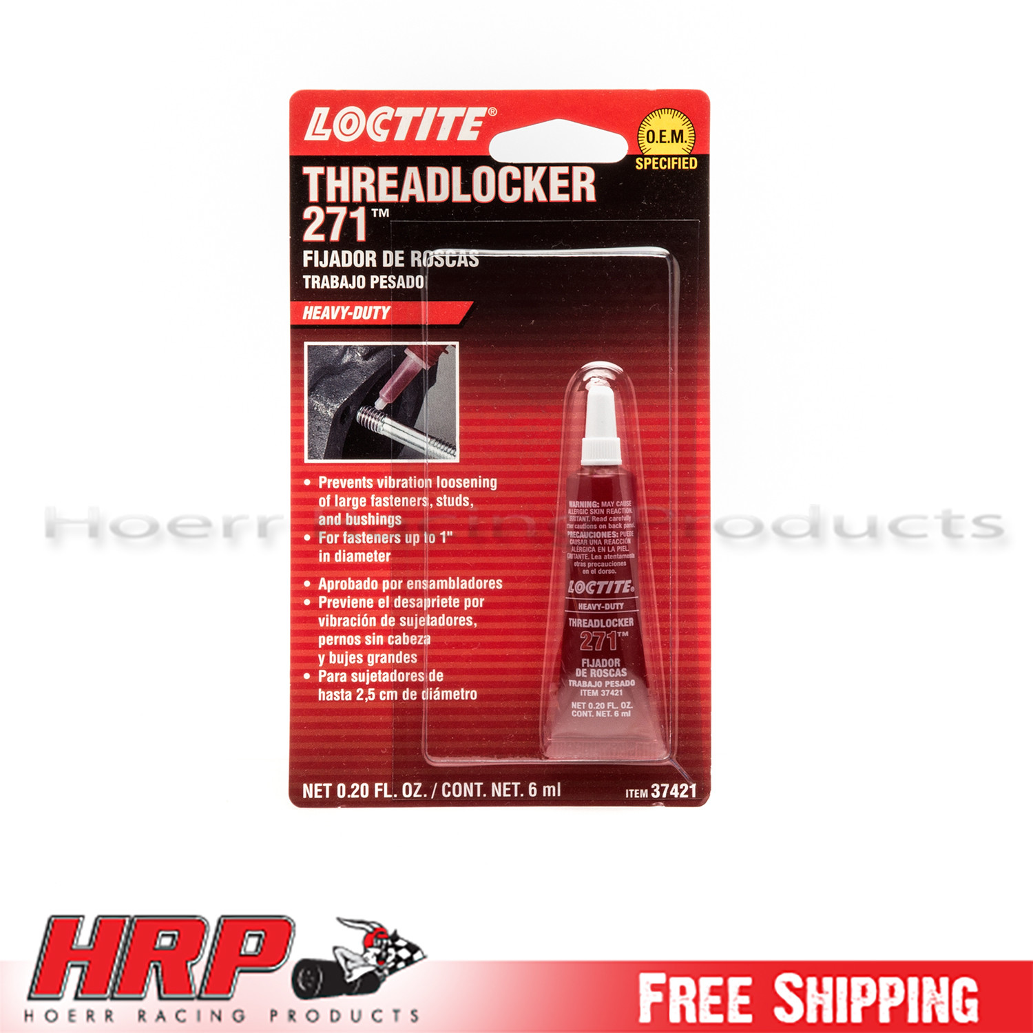 Loctite 37421 Heavy Duty Threadlocker- Red (271) 6 ml.