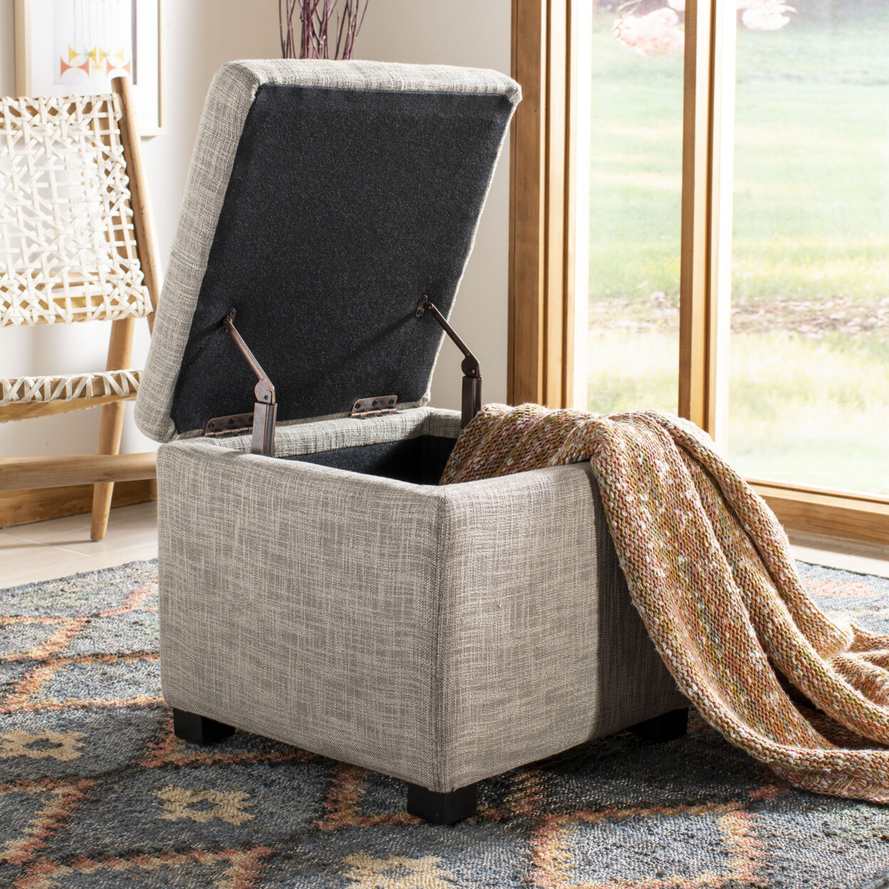 SAFAVIEH Madison Square Ottoman | Stone |