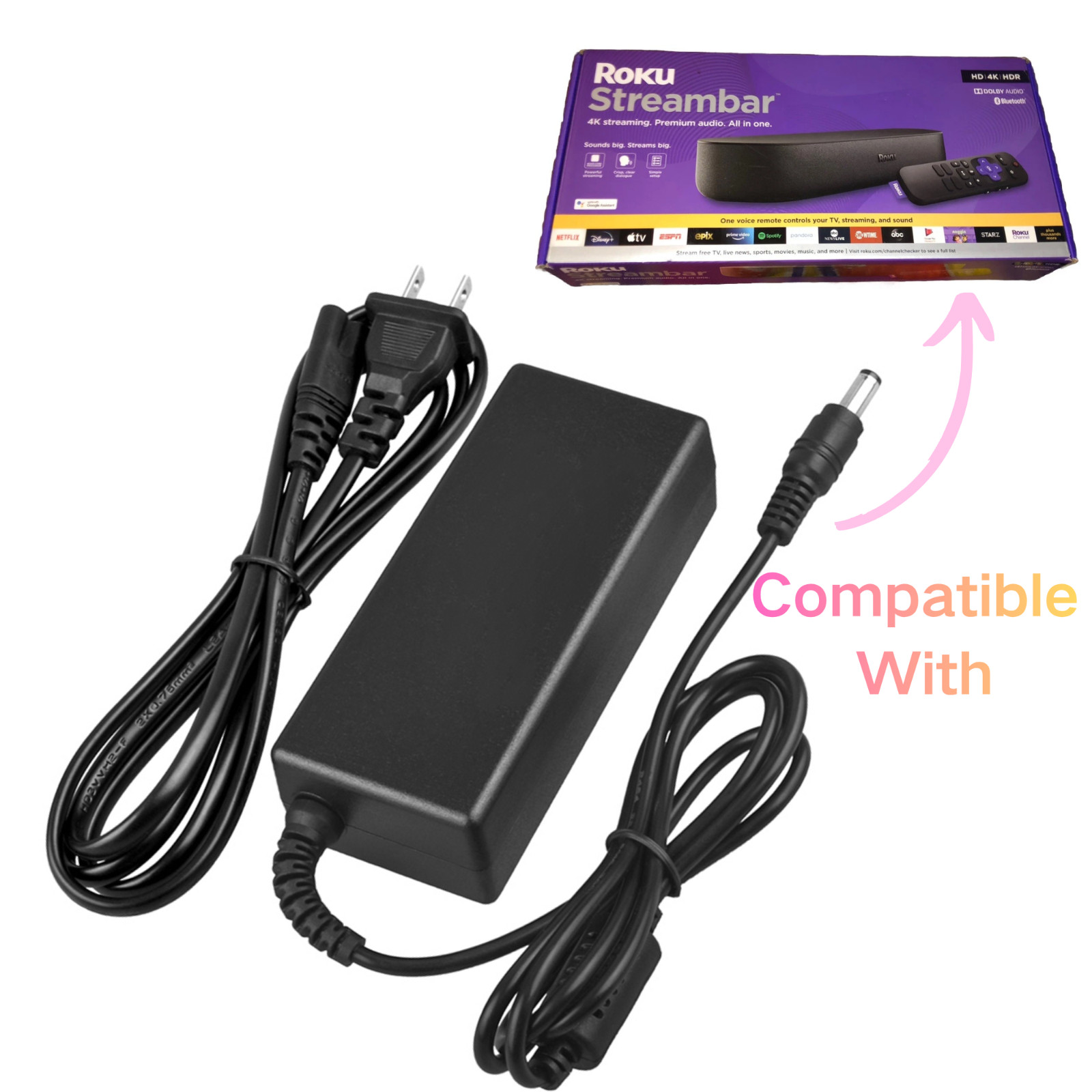 AC Adapter For Roku Streambar 9102X 9102R 9102RW Roku Soundbar Charger